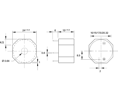 Product image for BUZZER PCB CONTINUOUS 12VDC 98DB