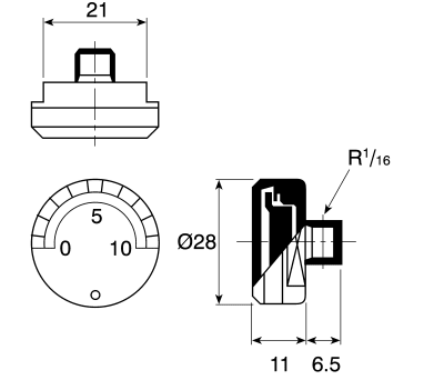 Product image for Miniature pressure gauge,0-1MPa R1/16