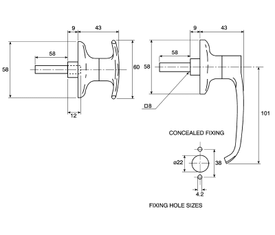 Product image for LOCKABLE CHROME PLATE L HANDLE W/SPINDLE