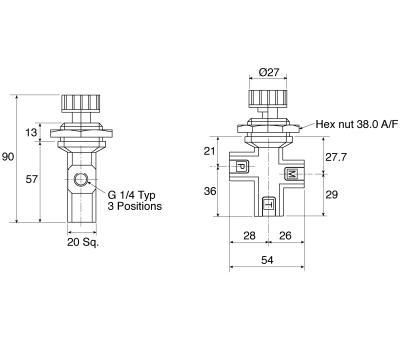 Product image for G1/4 BSP pressure gauge isolator valve