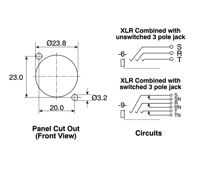 Product image for 6 WAY XLR/JACK COMBINED SOLDER SKT,7.5A