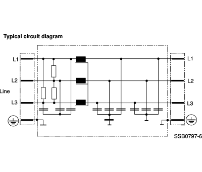 Product image for THREE PHASE INPUT FILTER,36A