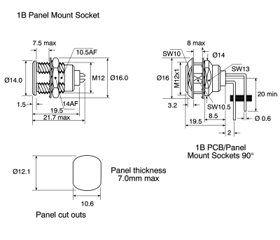 Product image for 10 WAY SIZE 1B PANEL MOUNT SOCKET,2.5A