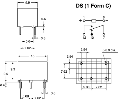 Product image for SPDT DIL monostable relay,3A 24Vdc coil