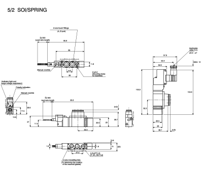 Product image for 6mm 5/2 sol/spring manifold valve,24Vdc