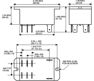 Product image for TE Connectivity, 240V ac Coil Non-Latching Relay DPNO, 30A Switching Current Plug In, 2 Pole