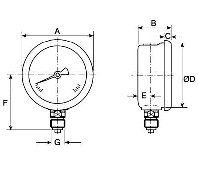 Product image for PRESSURE GAUGE,63MM DIA 0-25 BAR