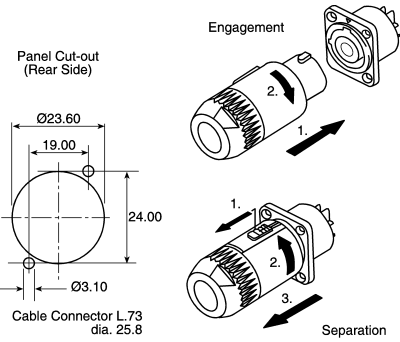 Product image for 3PCABLE MOUNT LOCKING MAINS CONN,NAC3FCA