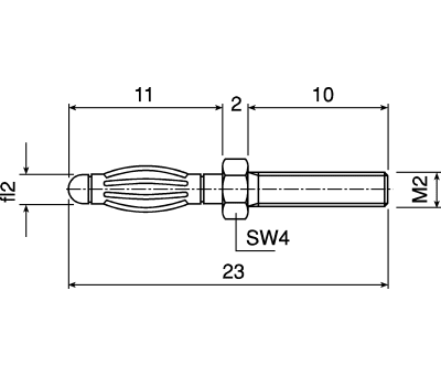 Product image for Gold plated uninsulated plug w/M2 stud