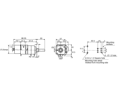 Product image for HORIZONTAL CARBON DUAL POT,20K LOG 27MM