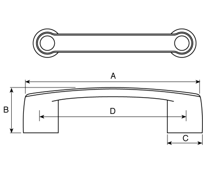 Product image for Male bridge handle,M6,L119.5mm