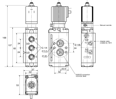 Product image for Burkert Pneumatic Control Valve - Pilot/Spring G 1/4 133 Series 24V ac/dc