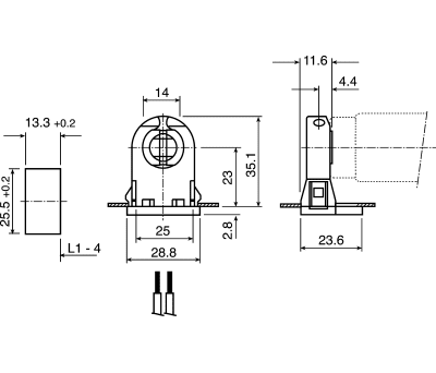 Product image for Fluorescent T8/T12 Lamp Holder Snap-Fit - 26.290.4012.50