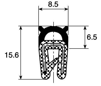 Product image for Sealing strip,EPDM, wire insert,0-2.5mm.