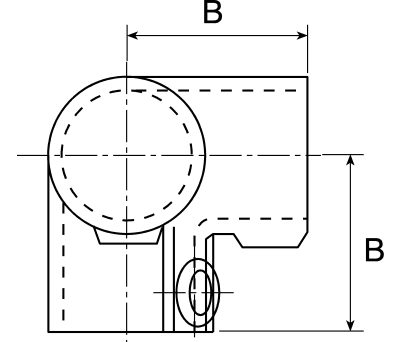 Product image for 3 WAY 90DEG ELBOW,42MM OD X 32MM ID TUBE