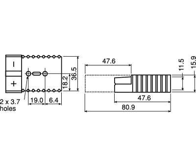 Product image for GRY HOUSING 2P 50A 600VAC/DC CONT MOD