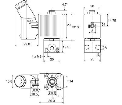 Product image for 3/2 WAY DIRECT MTD SOLENOID VALVE, 24VDC