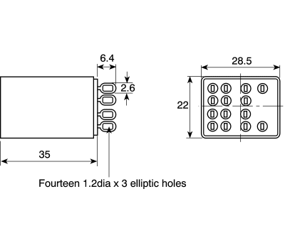 Product image for 4PDT mini plug-in relay,3A 12Vdc coil