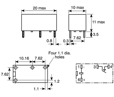 Product image for SPNO MINIATURE PCB RELAY,5A 24VDC COIL