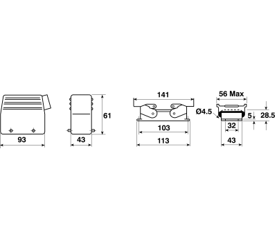 Product image for H-BS 6WAY SIDE ENTRY CABLE PLUG,PG21 35A