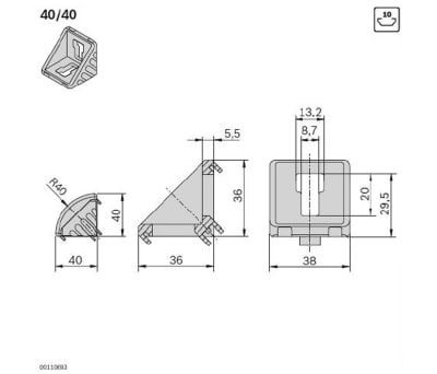 Product image for CAP FOR 40X40X40MM ANGLE BRACKET