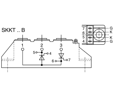 Product image for DUAL THYR, 95A, 1600V, SKKT 92B16E