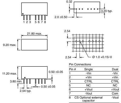 Product image for DC-DC CONVERTER,RS-2405D 2W +/-5VDC