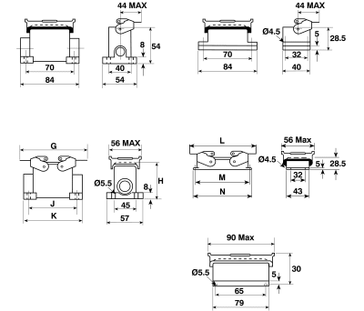 Product image for H-BE Cable Mount Connector Insert, Male, 24 Way, 16A, 600 V