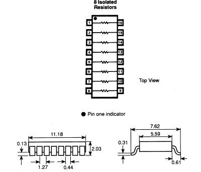 Product image for Resistor Networks SMD 16 pin 1K 2%