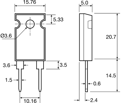 Product image for LTO100 Power Resistor T/F 4R7 100W TO247