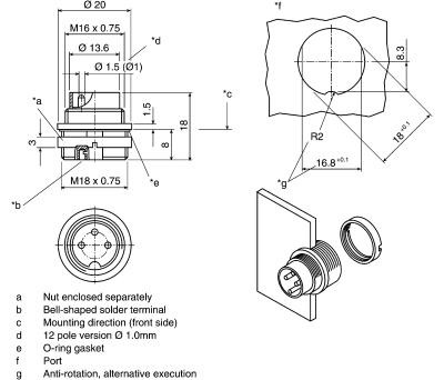 Product image for CHASSIS PLUG,DIN,IP68,12WAY