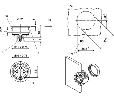 Product image for DIN SOCKET,IP68,12WAY,FRONT MOUNT