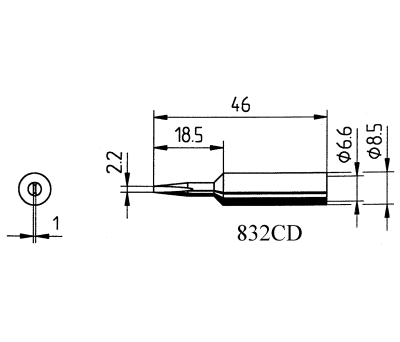 Product image for SOLDERING TIP ERSADUR LEAD FREE 2.2MM