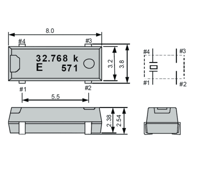 Product image for CRYSTAL SMD 32.768KHZ 3.2X8MM