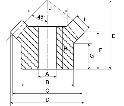 Product image for RS PRO Steel 25 Teeth Mitre Gear, 45° Pitch , 20° Angle , 16mm Bore