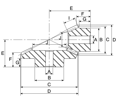 Product image for RS PRO Steel 30 Teeth Bevel Gear, 45° Pitch , 20° Angle , 10mm Bore