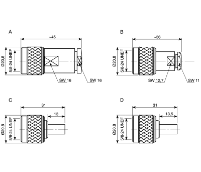 Product image for N STRAIGHT PLUG, RG58C/U, RG223/U, IP67