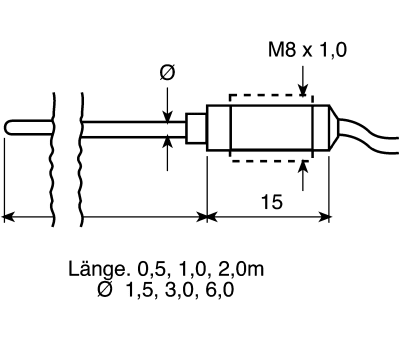 Product image for RS PRO Type K Thermocouple 1m Length, 3mm Diameter → +1100°C