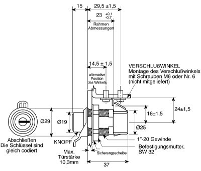 Product image for PUSH LOCKING CAMLOCK,23MM HOUSING