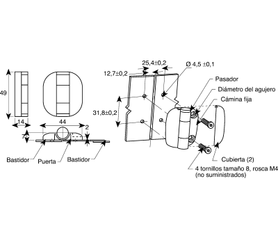 Product image for PLASTIC DETENT HINGE,49X44X7MM