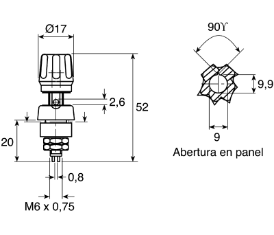 Product image for Black pole terminal,4mm socket