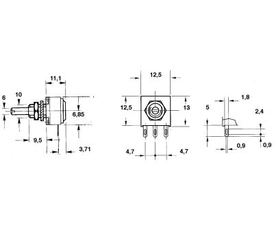 Product image for Vishay 2 Gang Rotary Cermet Potentiometer with an 6 mm Dia. Shaft - 10kΩ, ±10%, 0.25W Power Rating, Linear, Panel Mount