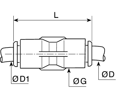 Product image for Legris Tube-to-Tube 3106 Pneumatic Straight Tube-to-Tube Adapter, Push In 10 mm to Push In 10 mm