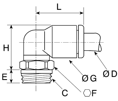 Product image for Male parallel elbow fitting,G1/8x6mm