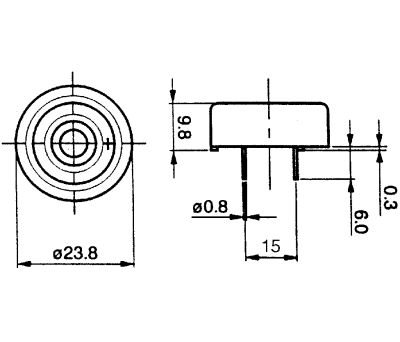 Product image for PCB mount piezo buzzer 12Vdc 75dB