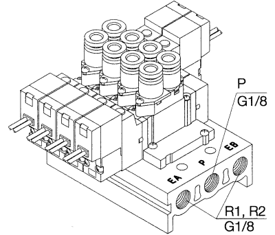 Product image for 6mm 5/2 sol/spring manifold valve,24Vdc