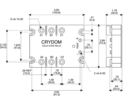 Product image for 3PHASE SOLID STATE RELAY,25A 48-530VAC