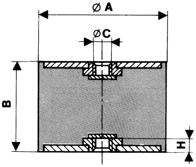 Product image for F-F STUD MOUNT,M6 30KG COMP LOAD