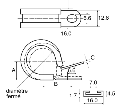 Product image for A2 S/STEEL PIPE P-CLIP,16MM CLOSED DIA