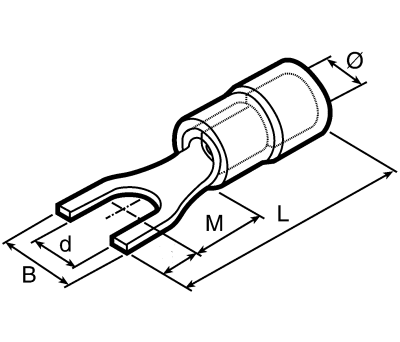 Product image for RS PRO Insulated Crimp Spade Connector, 0.5mm² to 1.5mm², 22AWG to 16AWG, M4 Stud Size Vinyl, Red